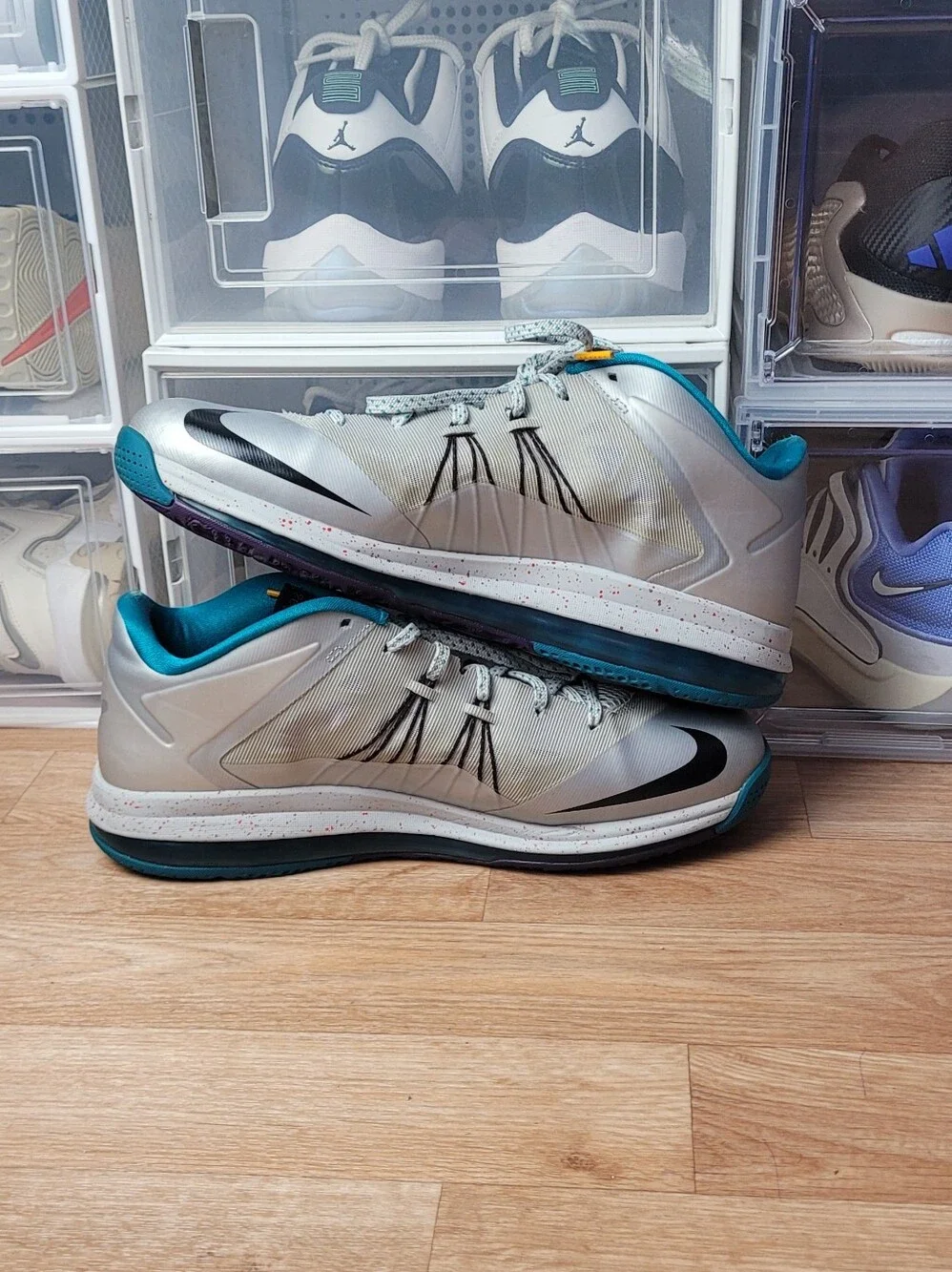 Size 12 - Nike Air Max LeBron 10 Low Tropical Teal Platinum 2013